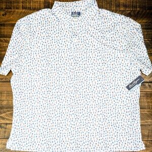 Ben Hogan Polo Shirt Mens 3XL White Blue Pink Cocktail Martini Performance Golf